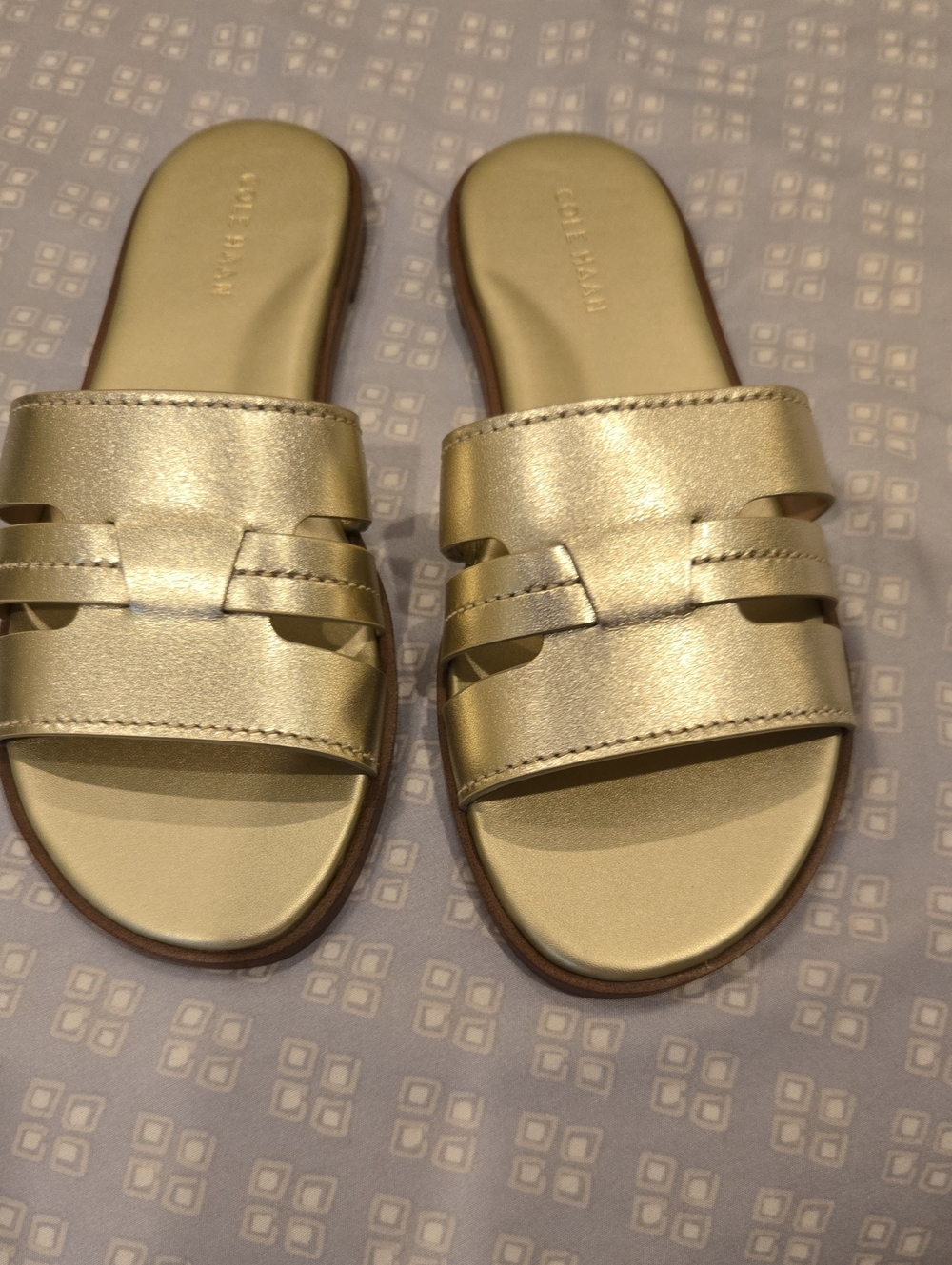 Cole Haan Metallic Gold Slide Sandals